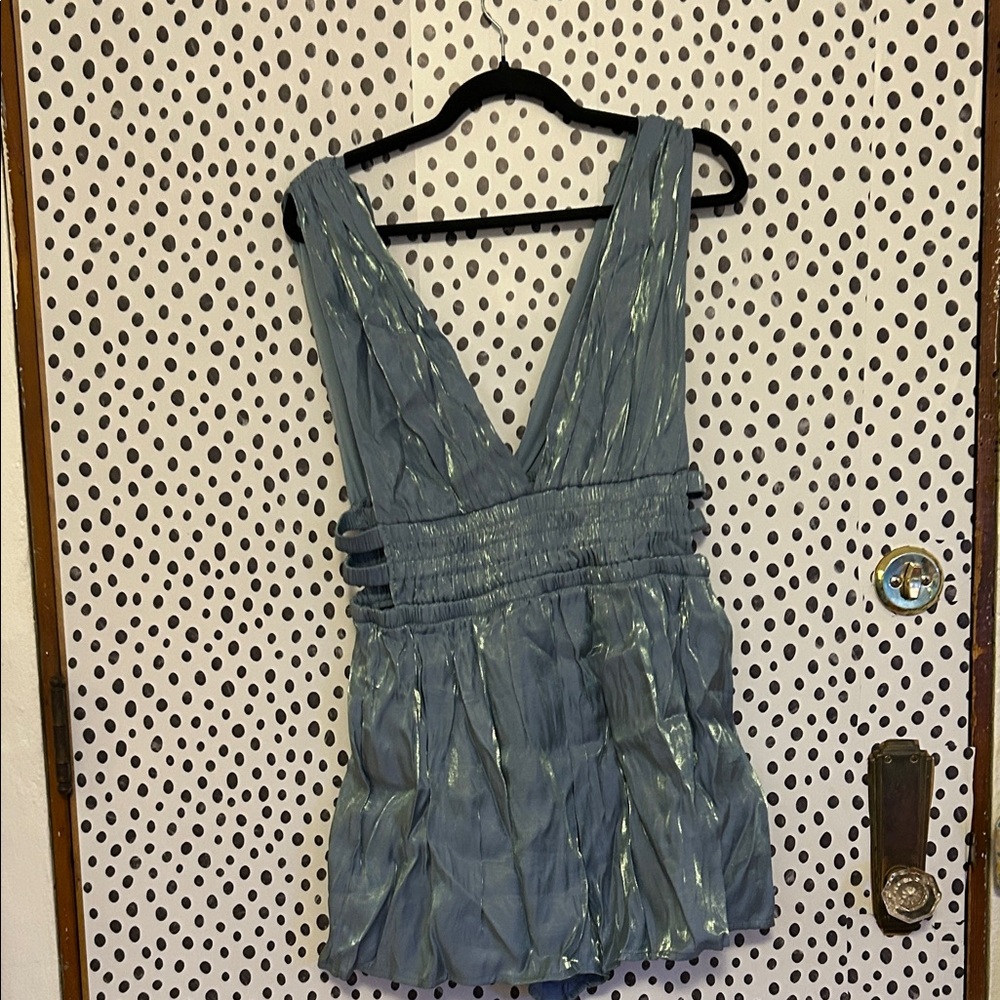 Heart & Heels Metallic Light Blue Dress